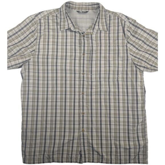 The North Face Men's Gray Brown Plaid Short Sleeve Button Shirt Outdoor Size XL - Picture 1 of 7